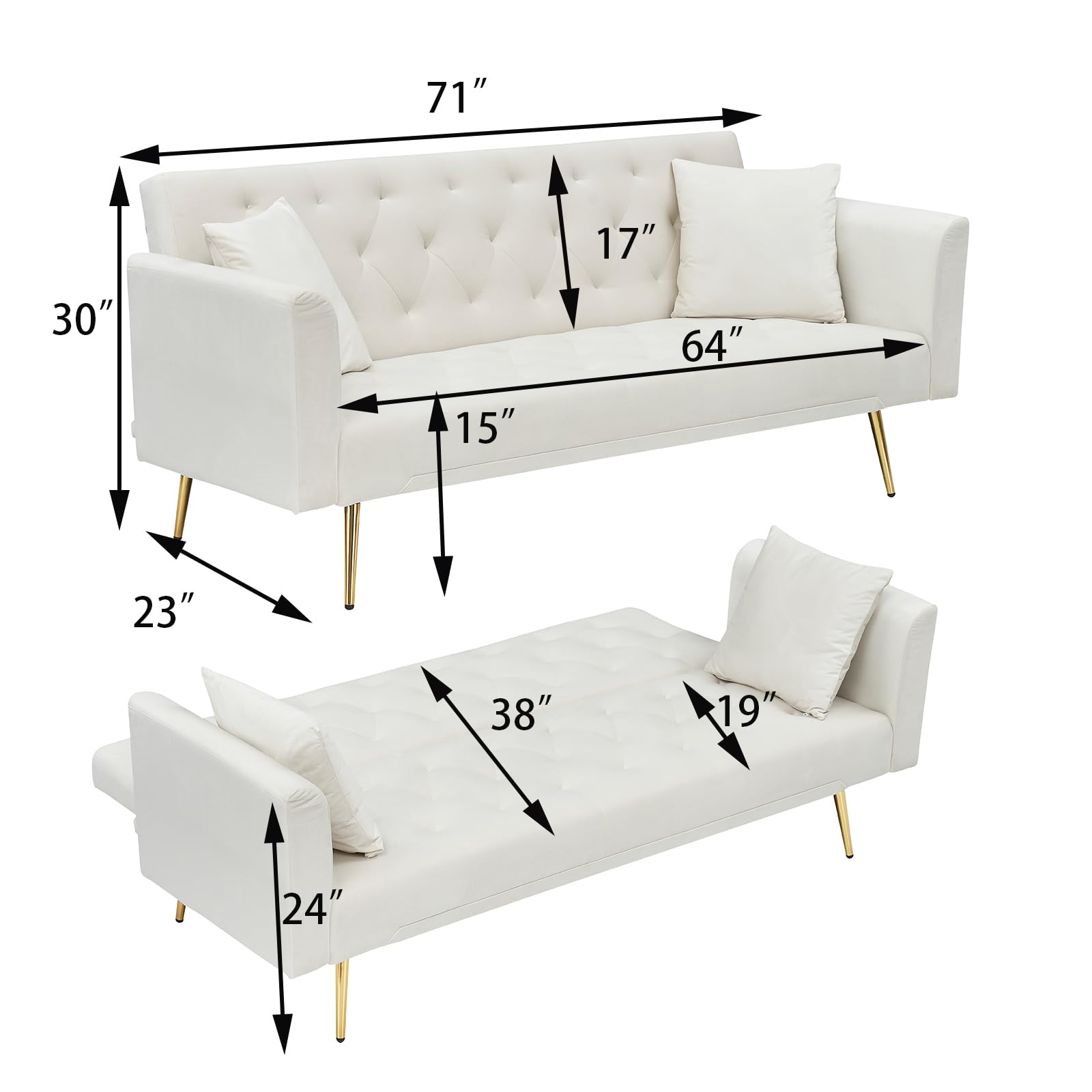 Velvet Sofa Bed Convertible Sleeper Couch