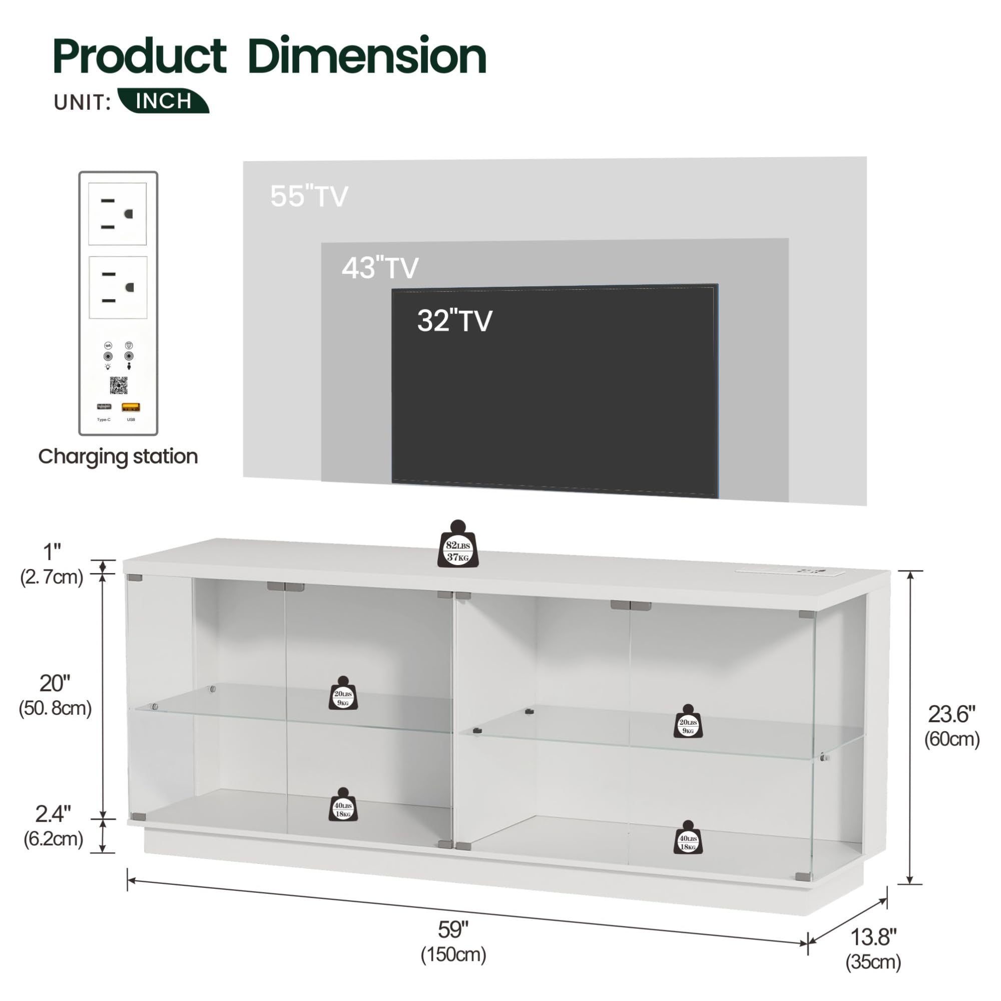 RGB Lighted Glass Display Cabinet with Motion Sensor