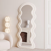 Full Length Wavy Arched Mirror 63x24 Inches White