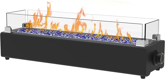 28-Inch Tabletop Propane Fire Pit with Glass Shield