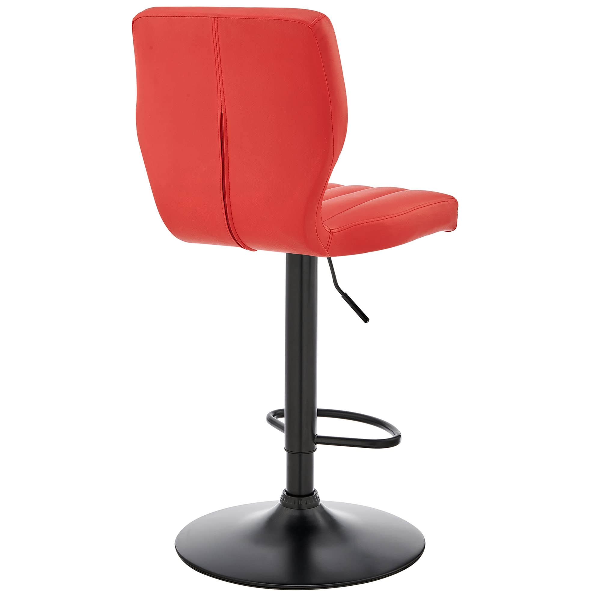 Adjustable Height Red Faux Leather Swivel Bar Stool