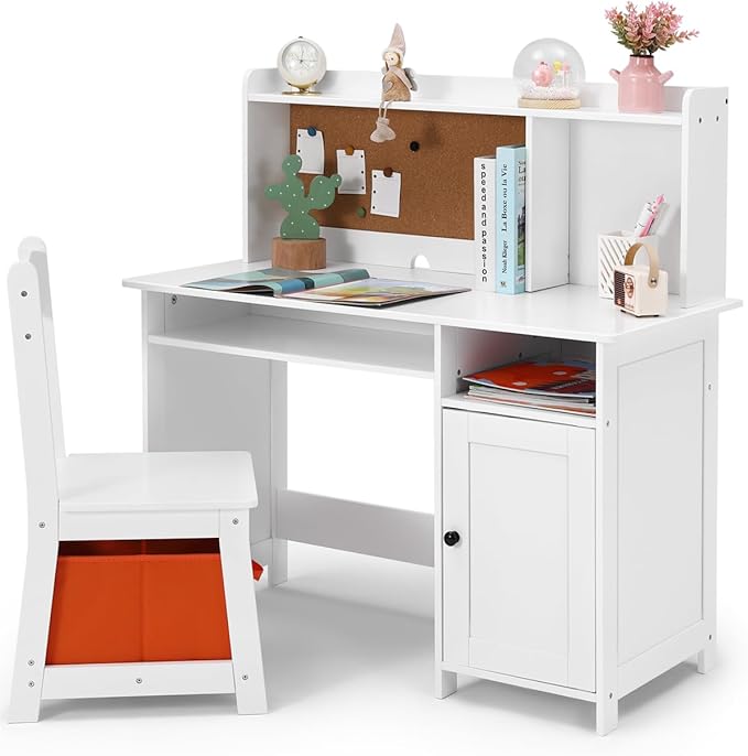 Kids Study Desk and Chair Set with Storage