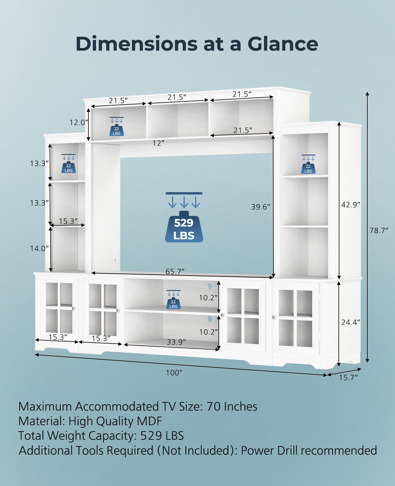 Large Wall Unit Entertainment Center with Storage