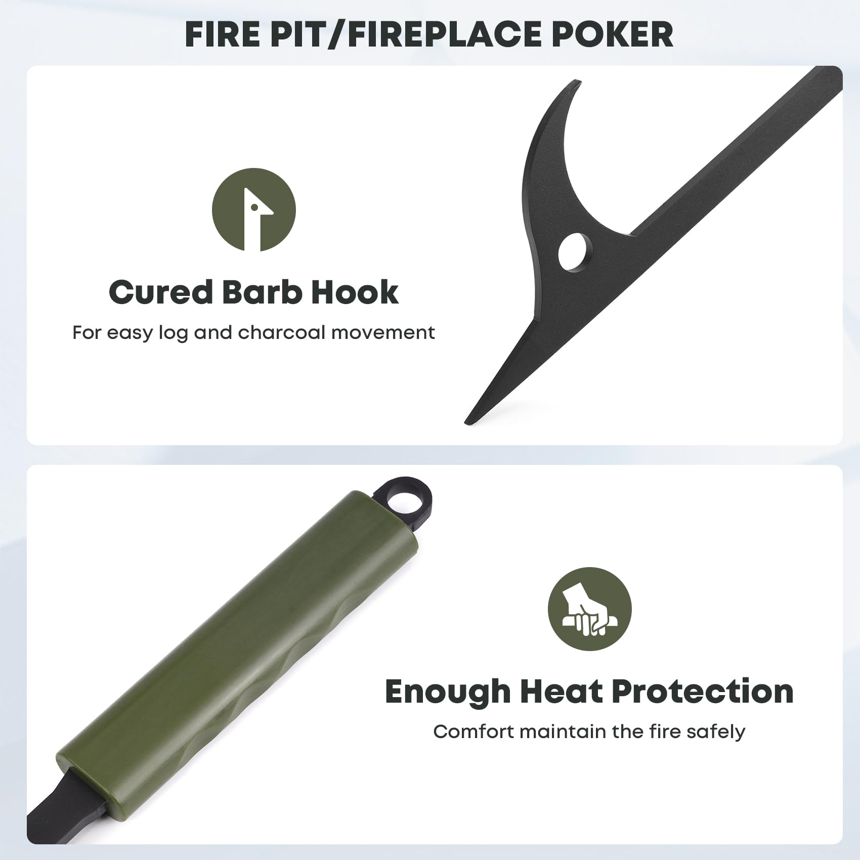3-Piece Fire Pit Tool Set with Poker, Tongs & Shovel