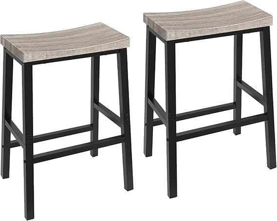 Saddle Bar Stools Set of 2 with Footrests