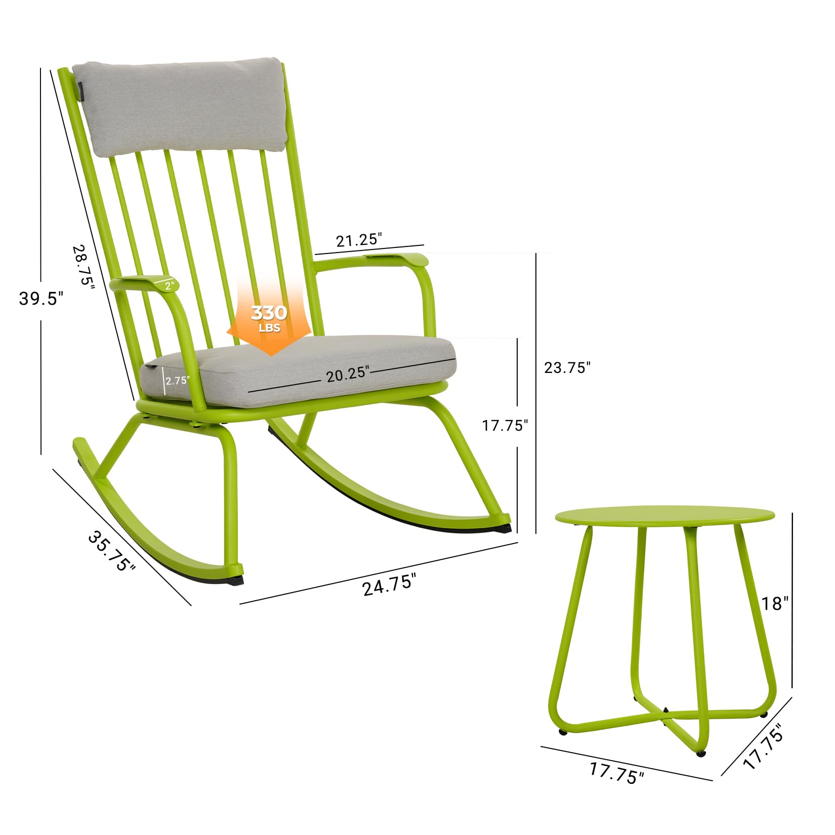 Outdoor Rocking Bistro Set with Cushions