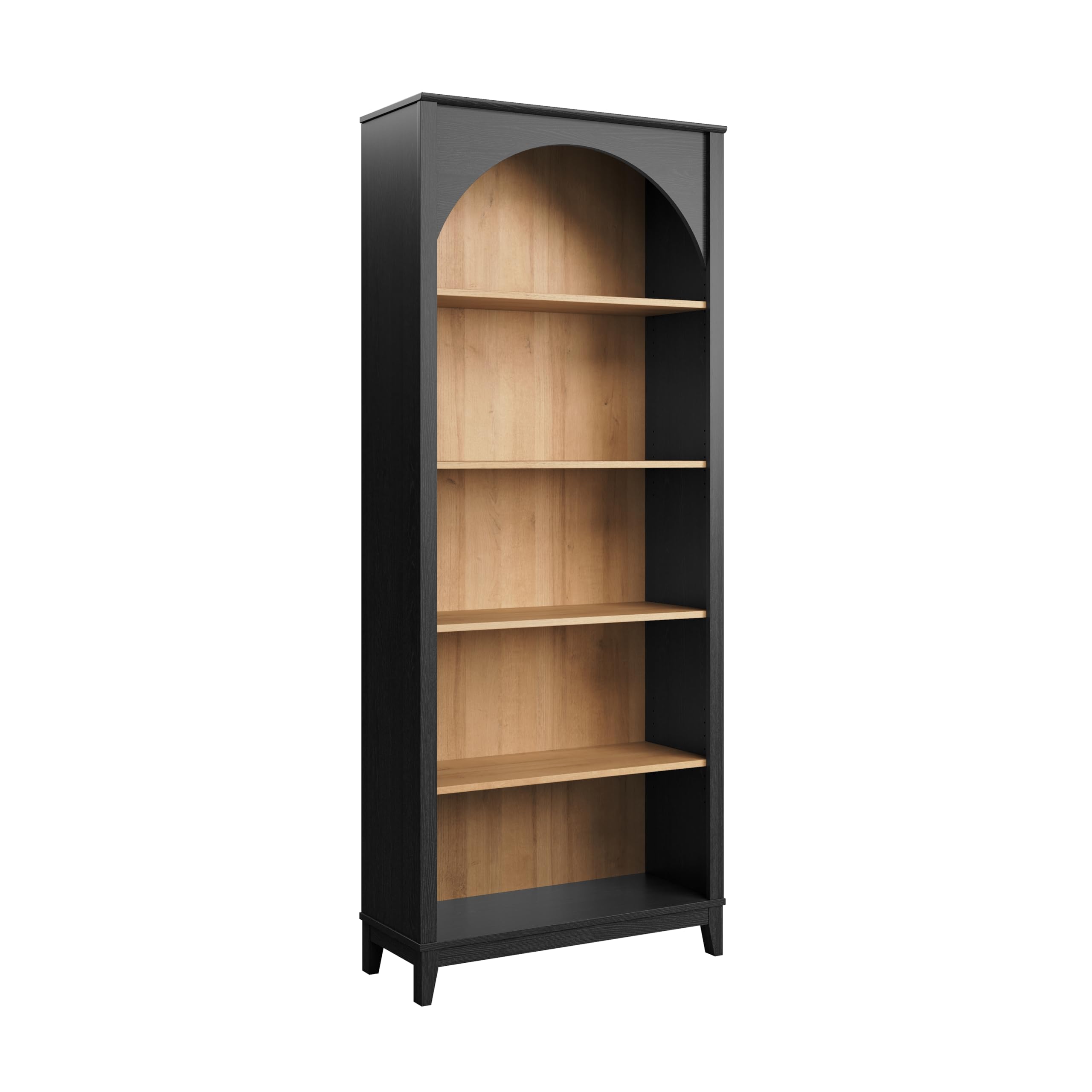 Arched Bookcase 78" Tall 5-Tier with Adjustable Shelves