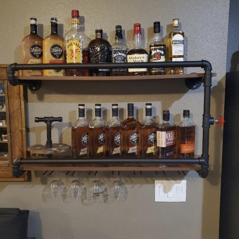 Wall-Mounted Wine Rack with Glass Holder
