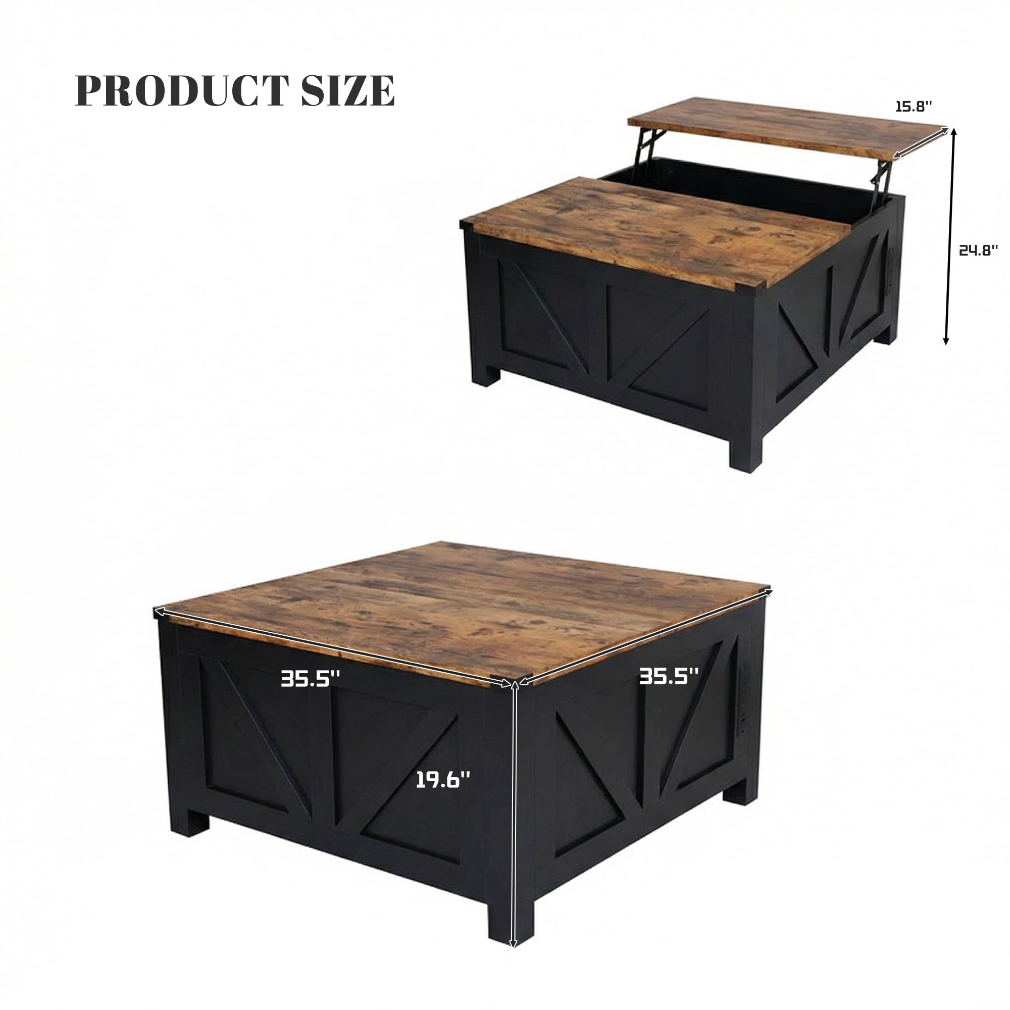 Farmhouse Lift Top Coffee Table with Charging Station