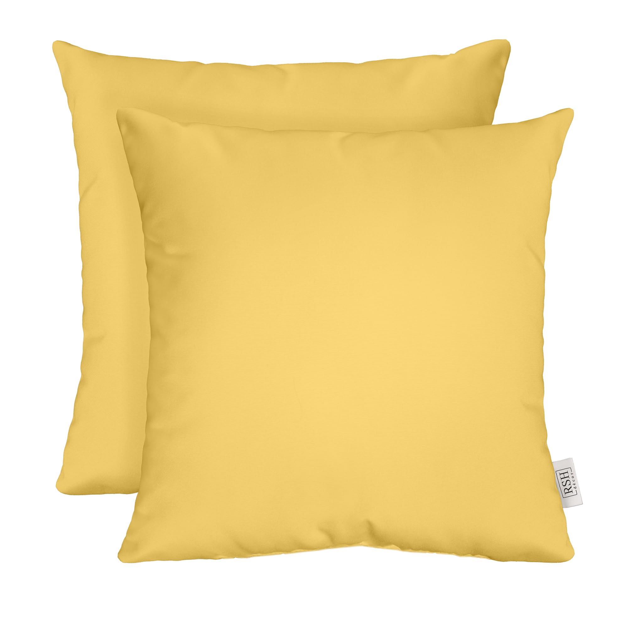 Indoor/Outdoor Throw Pillows - Sunbrella Canvas Buttercup 17" x 17" Set of 2