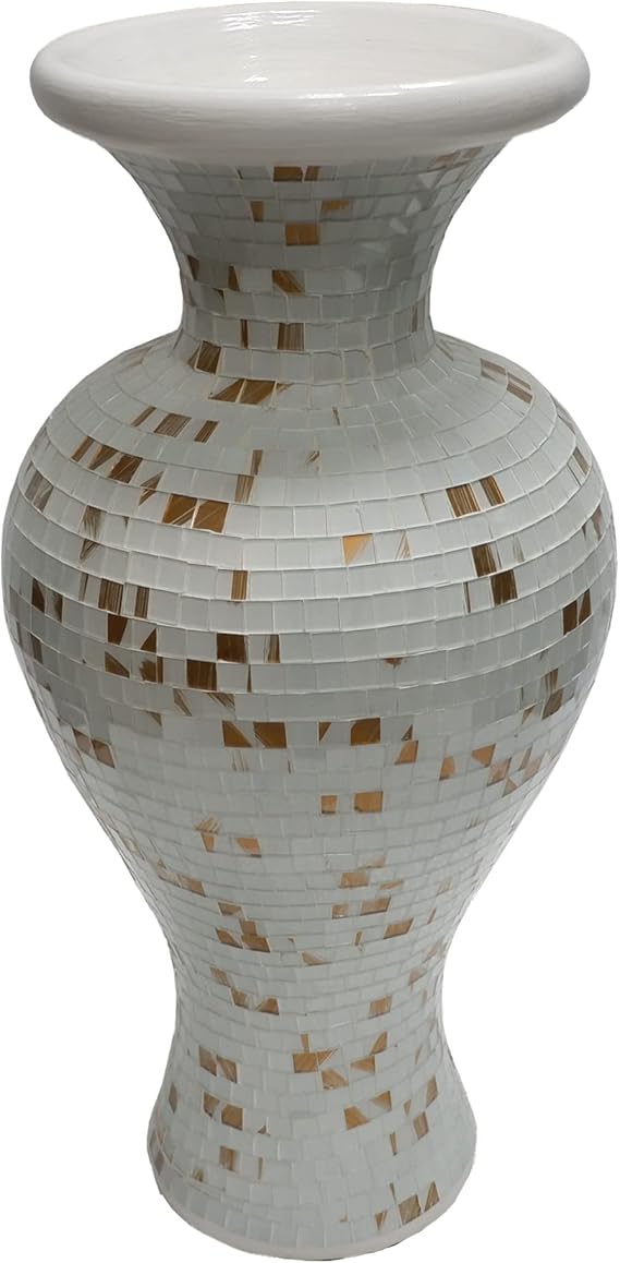 24 Inch Mosaic Floor Vase - Handcrafted Terracotta Cylinder