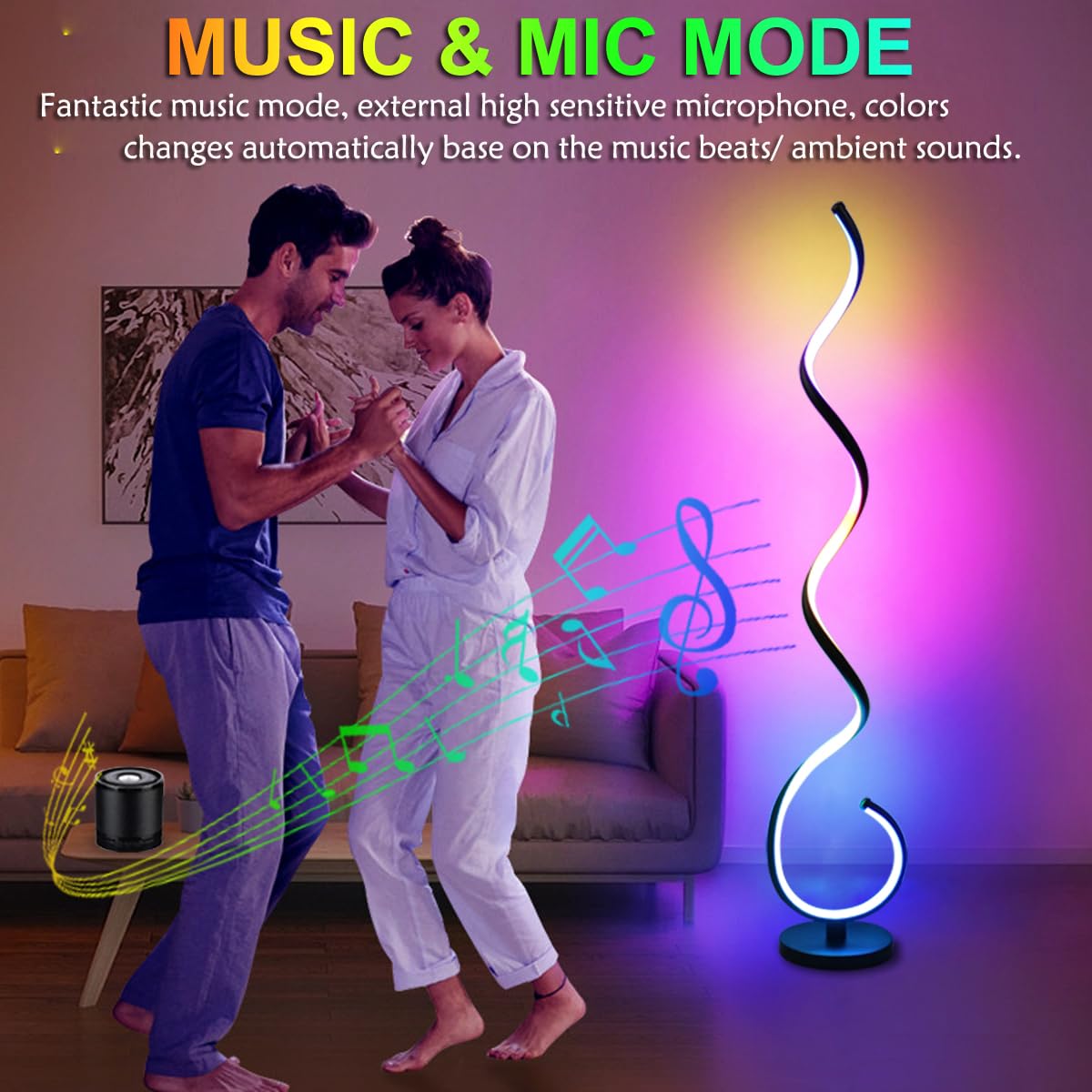 RGB Spiral Floor Lamp with Smart LED and Music Sync