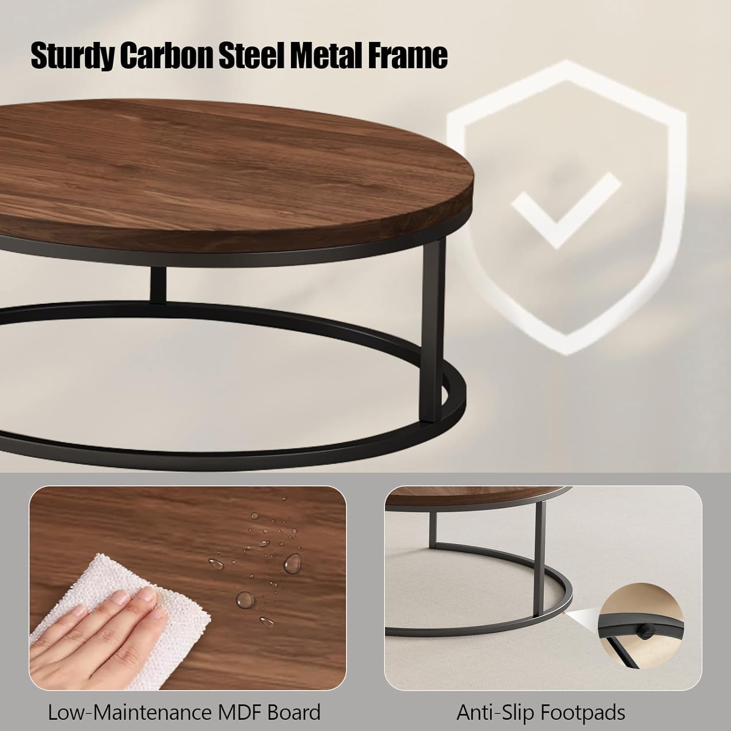 Round Nesting Coffee Table Set of 2