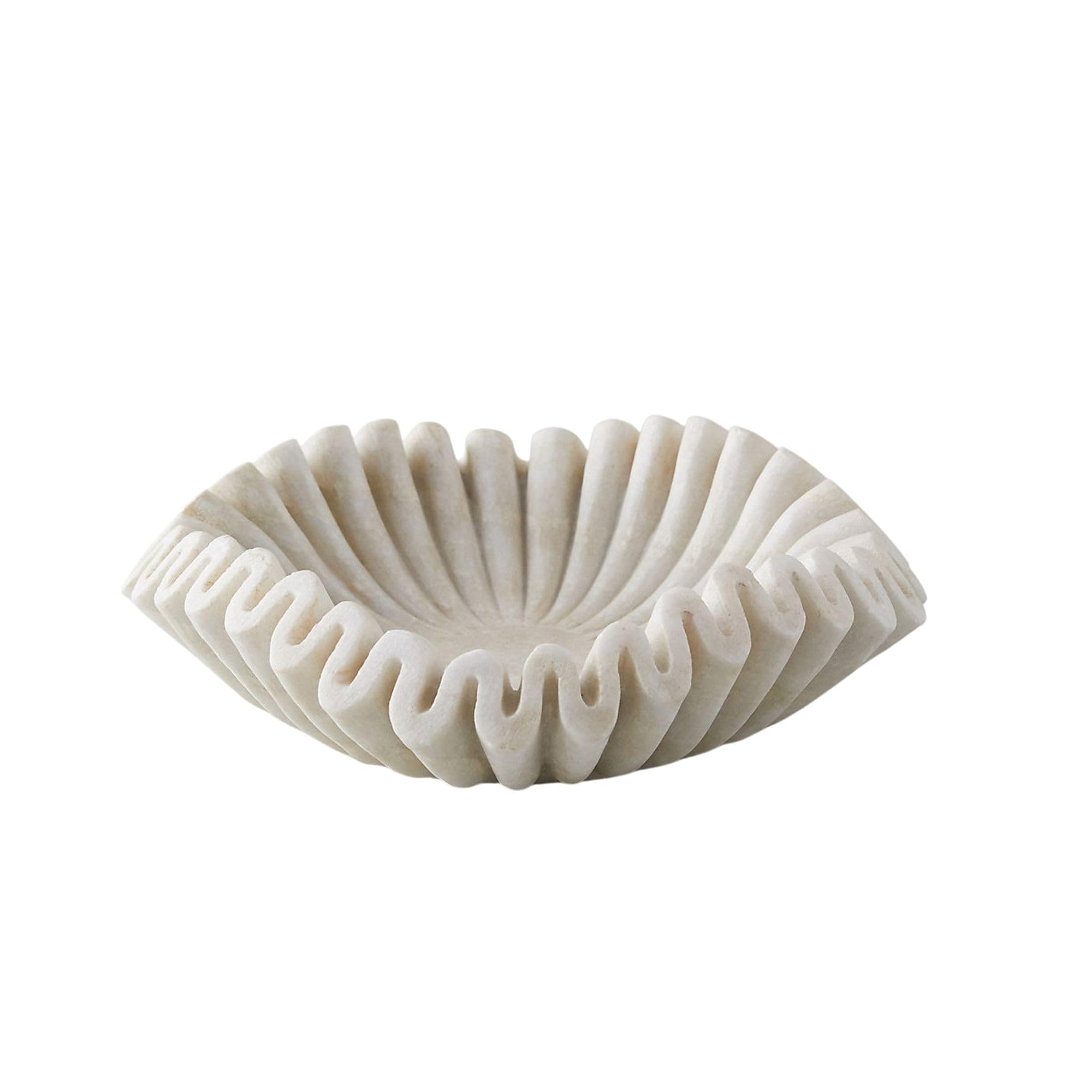 Handmade Marble Bowl Set - 2 Piece Round Fruit Bowl