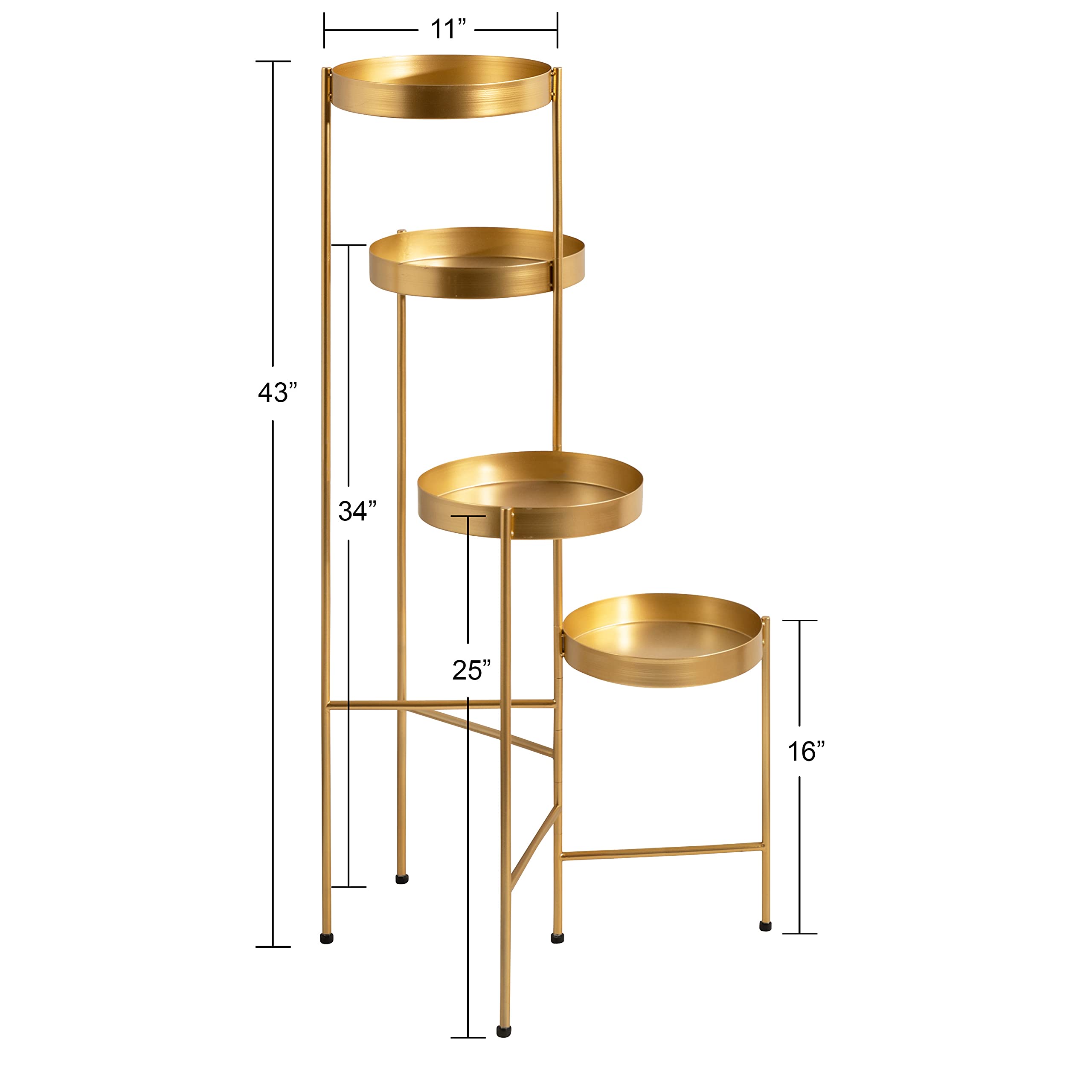 Modern 4-Tier Plant Stand - Gold Folding Display