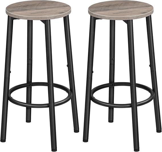 Rustic Brown Bar Stools Set of 2 with Footrest