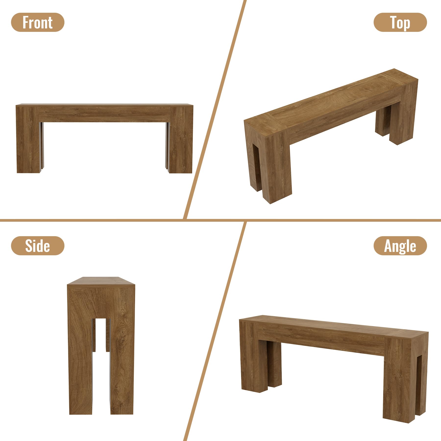 79 Inch Extra Long Console Table Natural Oak