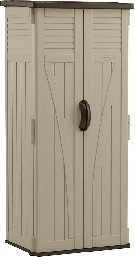 Outdoor Storage Cabinet Waterproof Resin Vertical Shed 54 Cu Ft