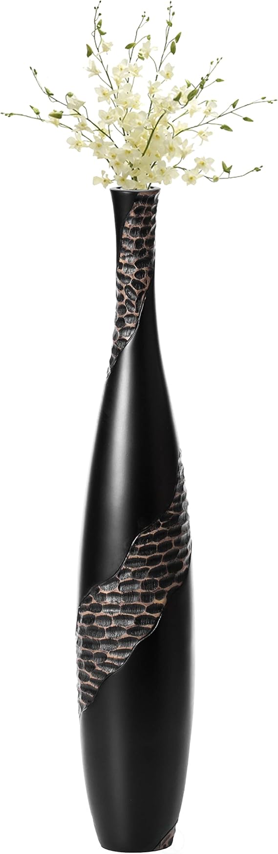 42 Inch Bottle Shape Floor Vase Brown Cobbled Stone Pattern