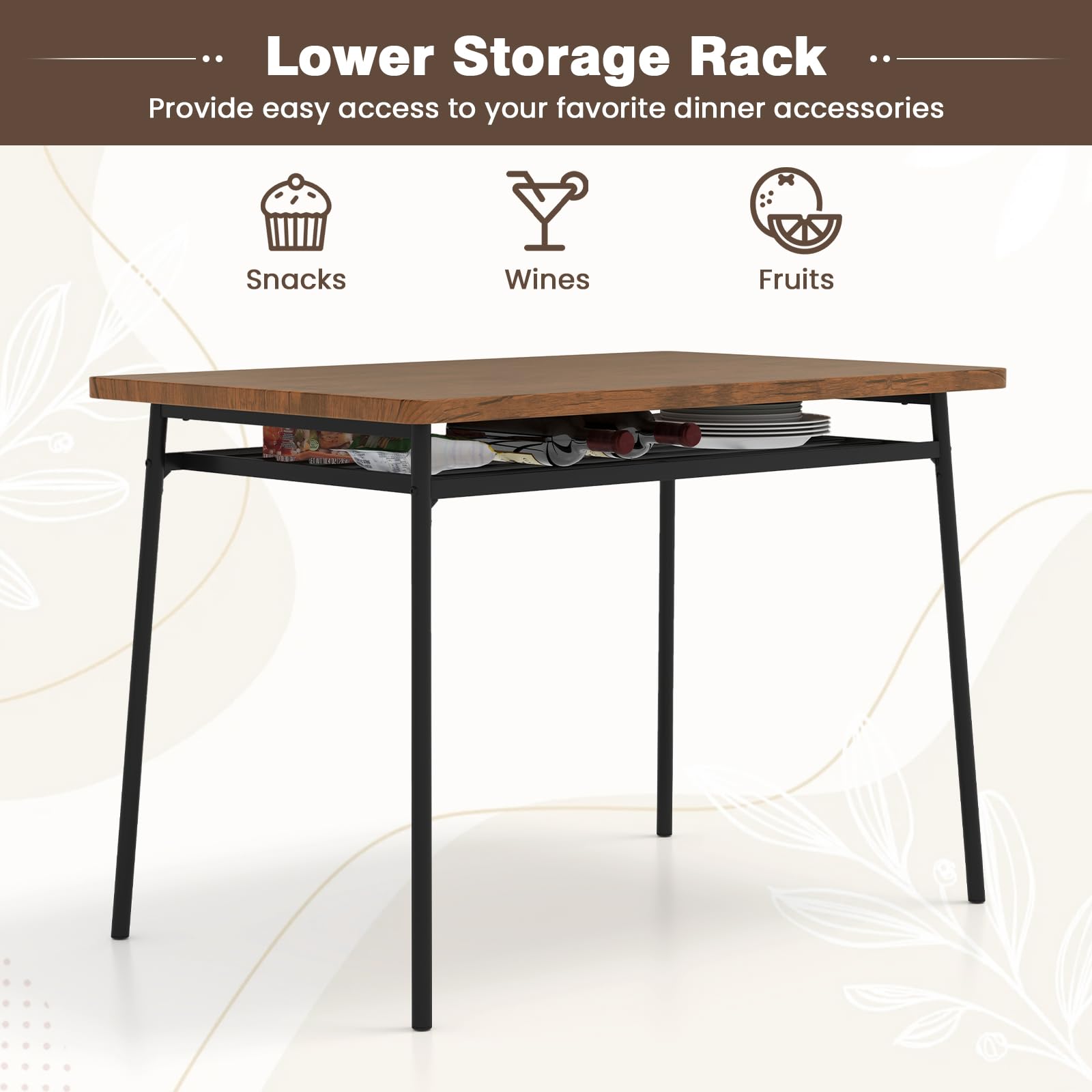 5-Piece Industrial Dining Table Set