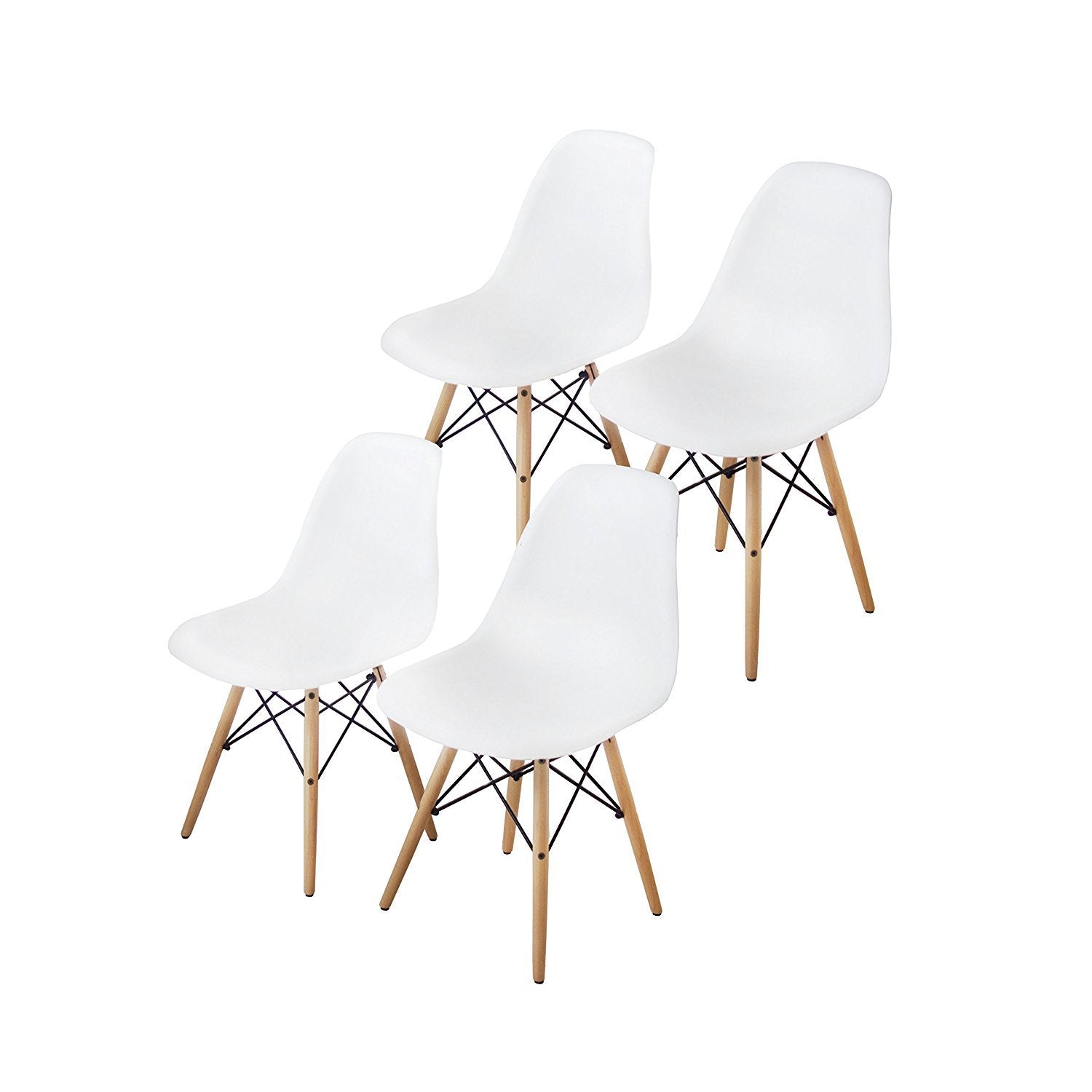 Mid Century Modern Dining Chairs Set of 4 White