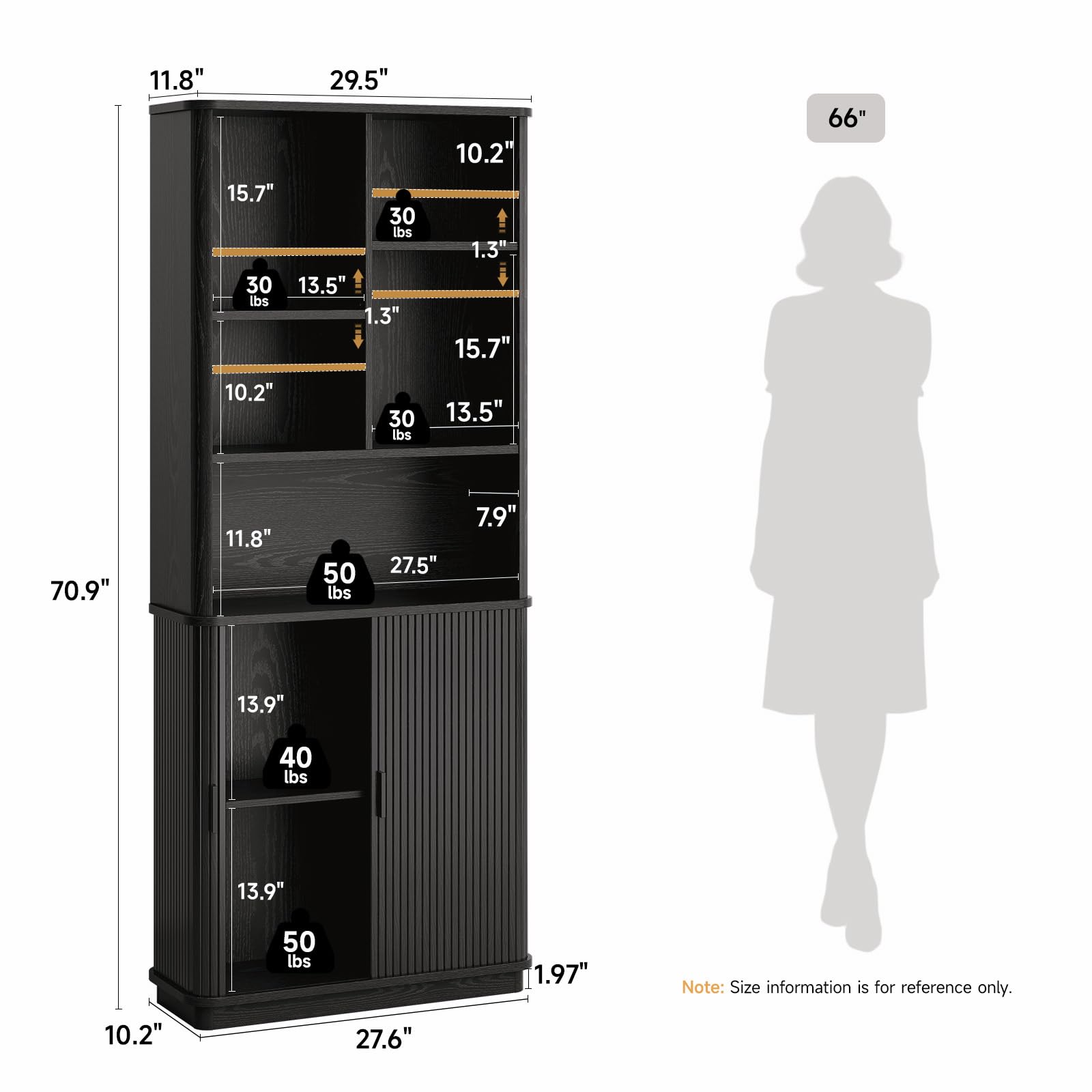 71" Tall Cube Bookcase with Storage Cabinet