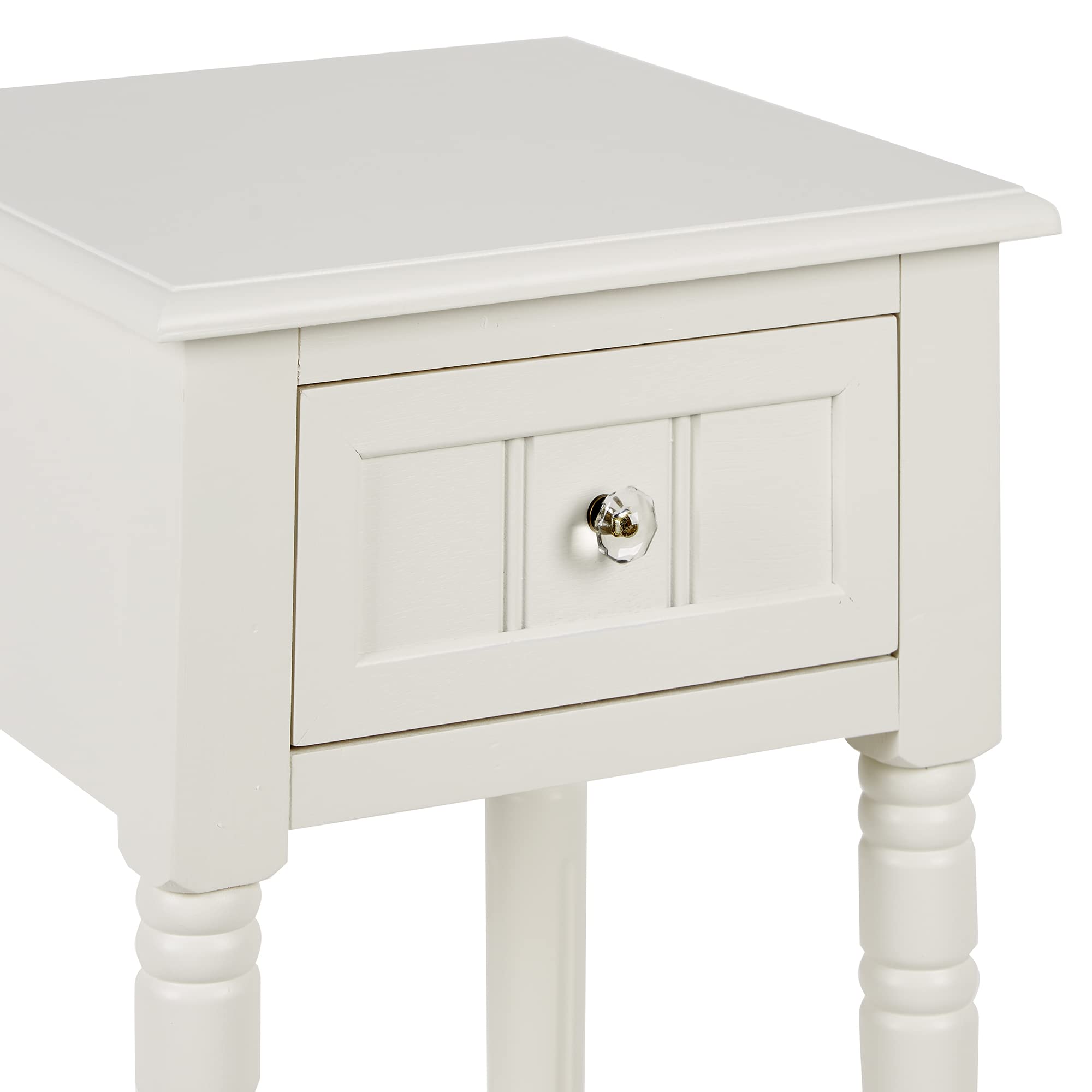 White Traditional Accent Table with Drawer