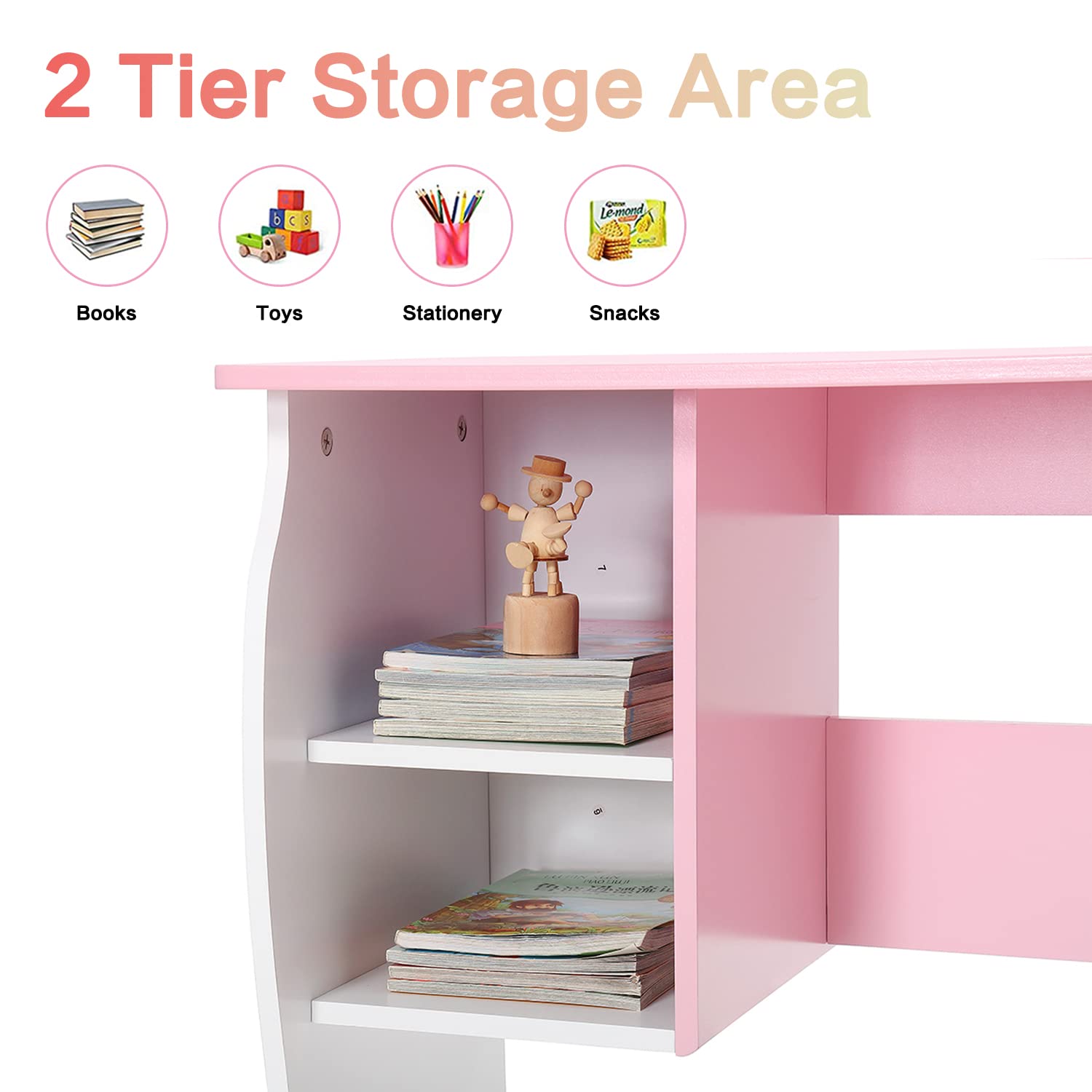 Kids Desk and Chair Set with Storage