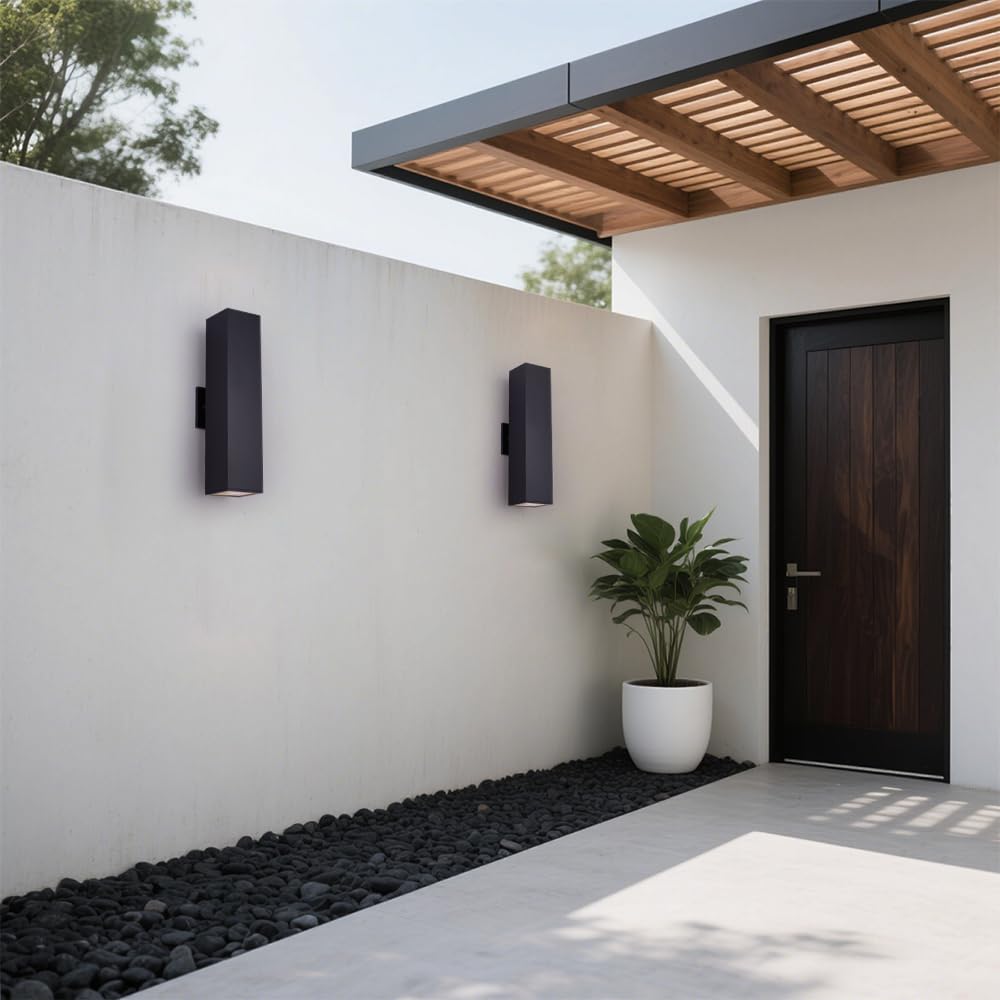 Modern Outdoor Wall Light 18" Black Aluminum