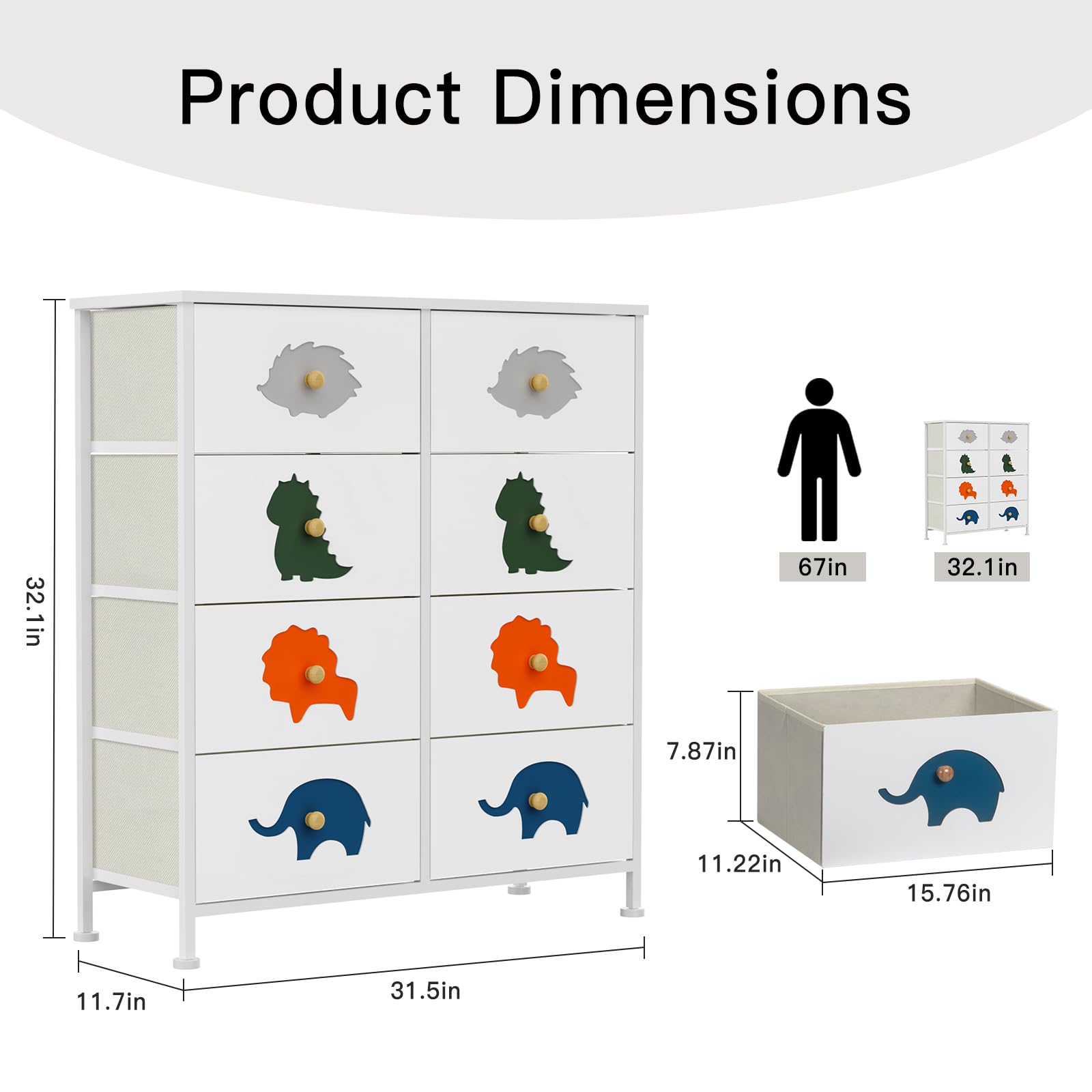 8-Drawer Kids Dresser with Wood Top