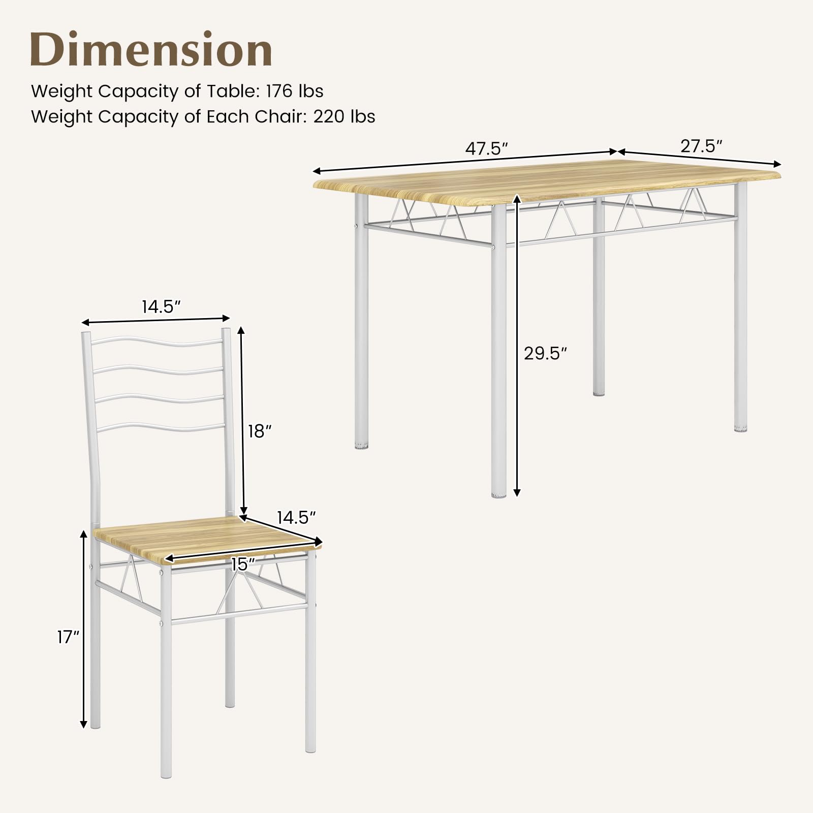 5-Piece Dining Table Set with Stools