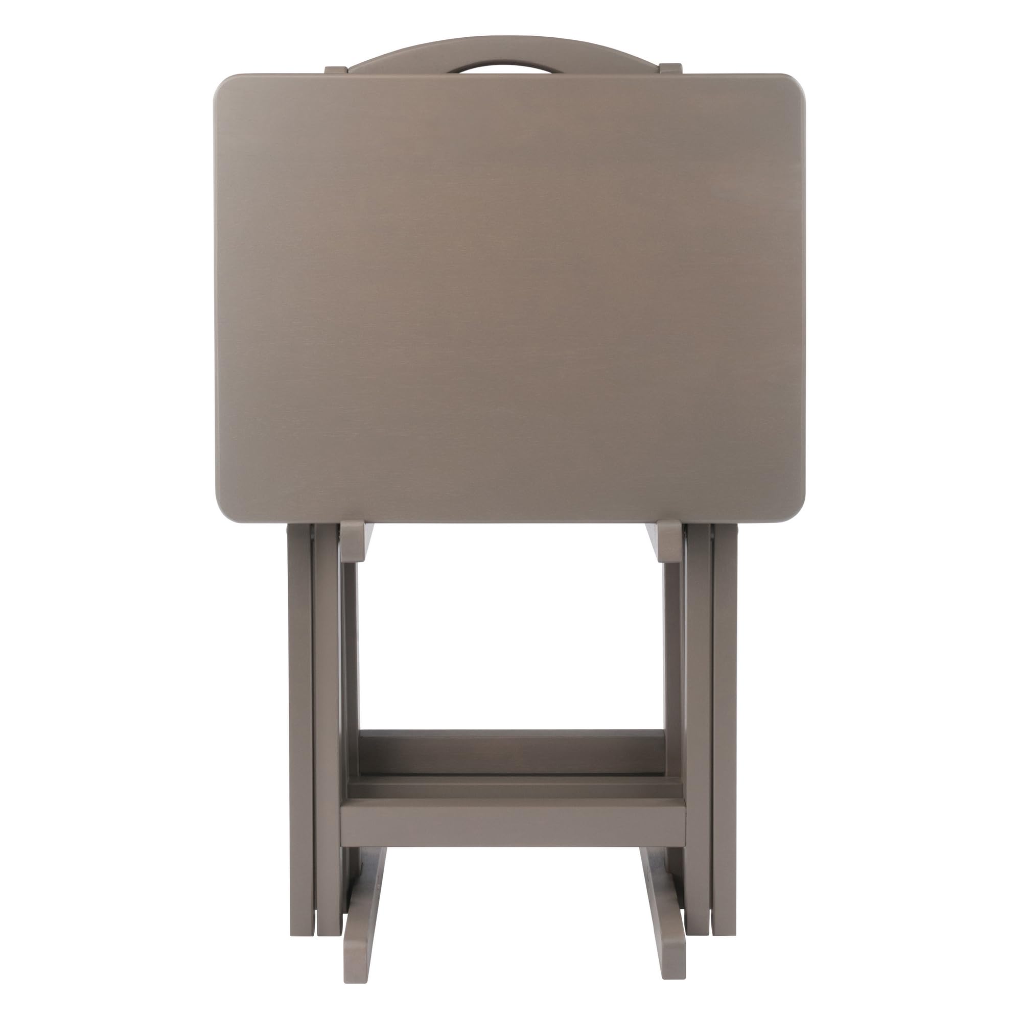 4 Snack Tables with Storage Stand Oyster Gray