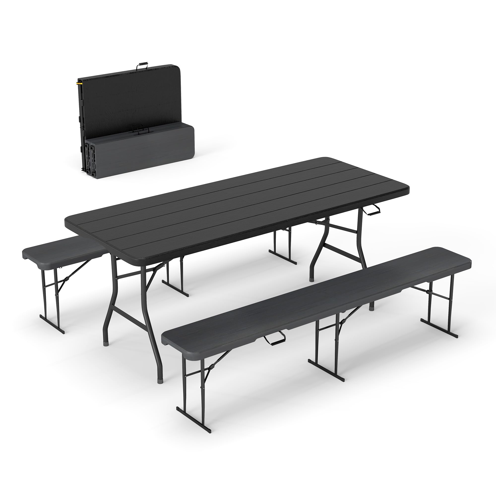 6' Folding Picnic Table with 2 Benches - 3 Piece Set