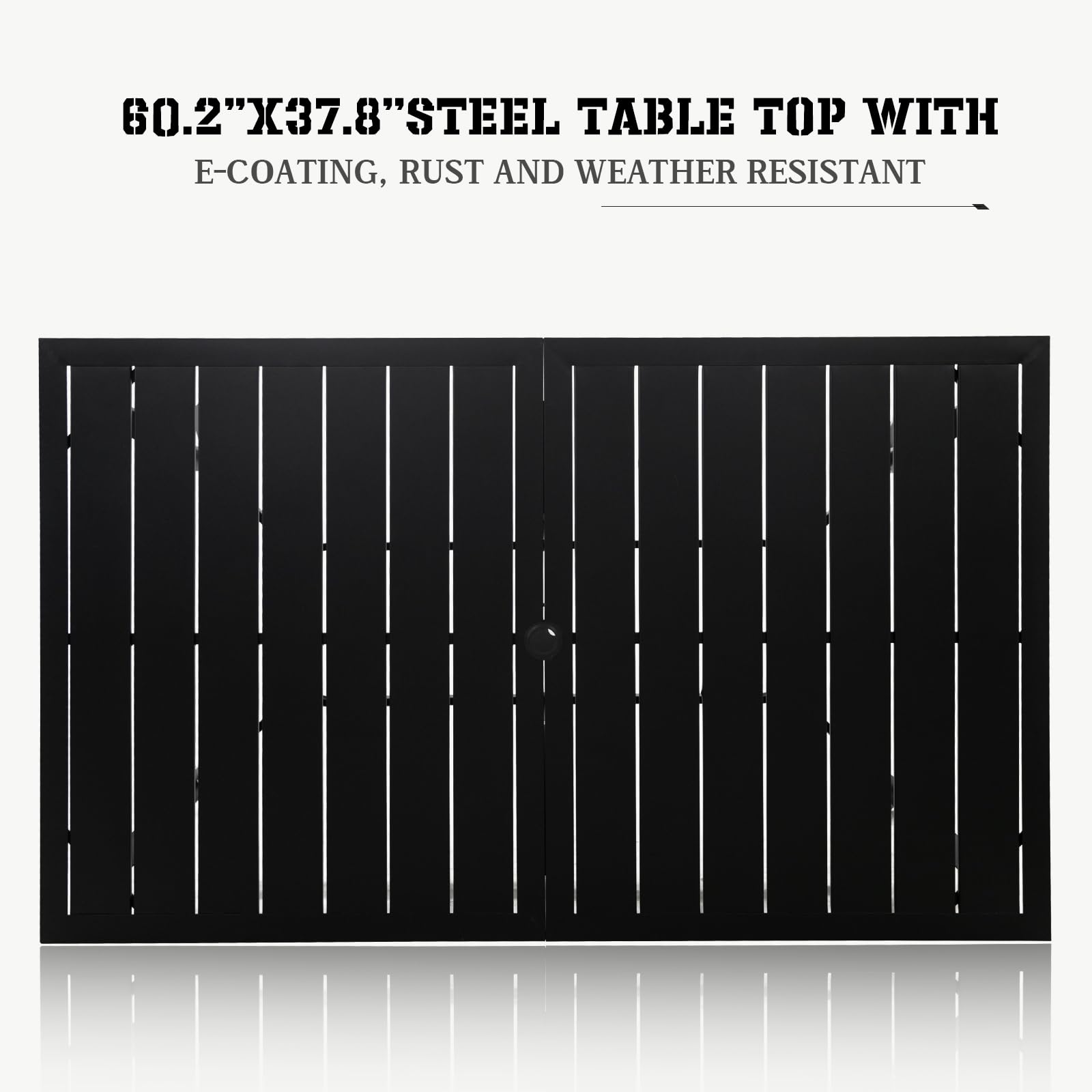 60" Metal Outdoor Dining Table with Umbrella Hole