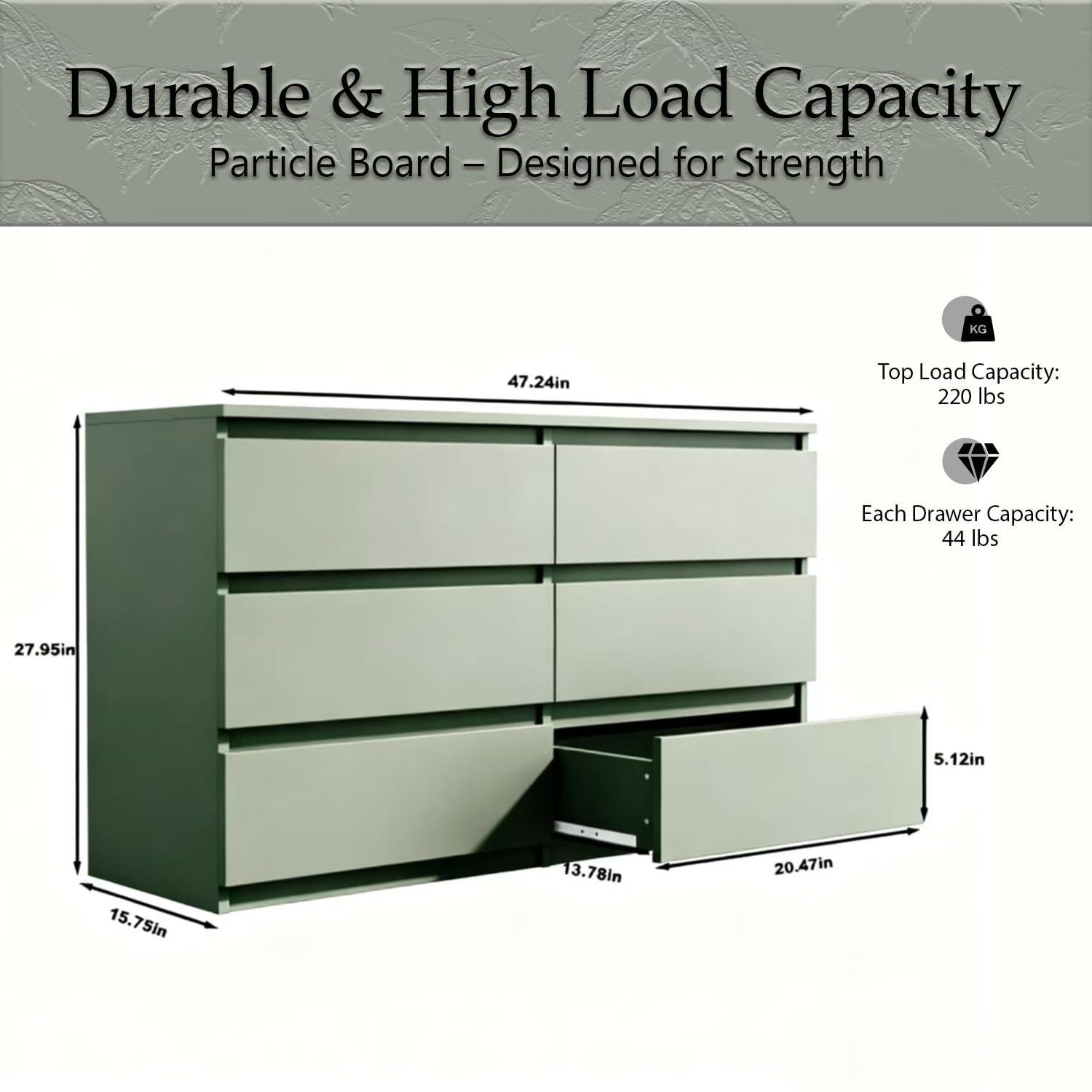 6-Drawer Dresser with Extra Deep Sliding Drawers