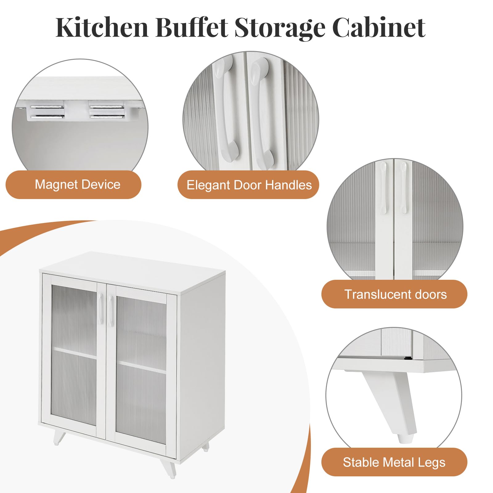 White Storage Sideboard Cabinet with Doors