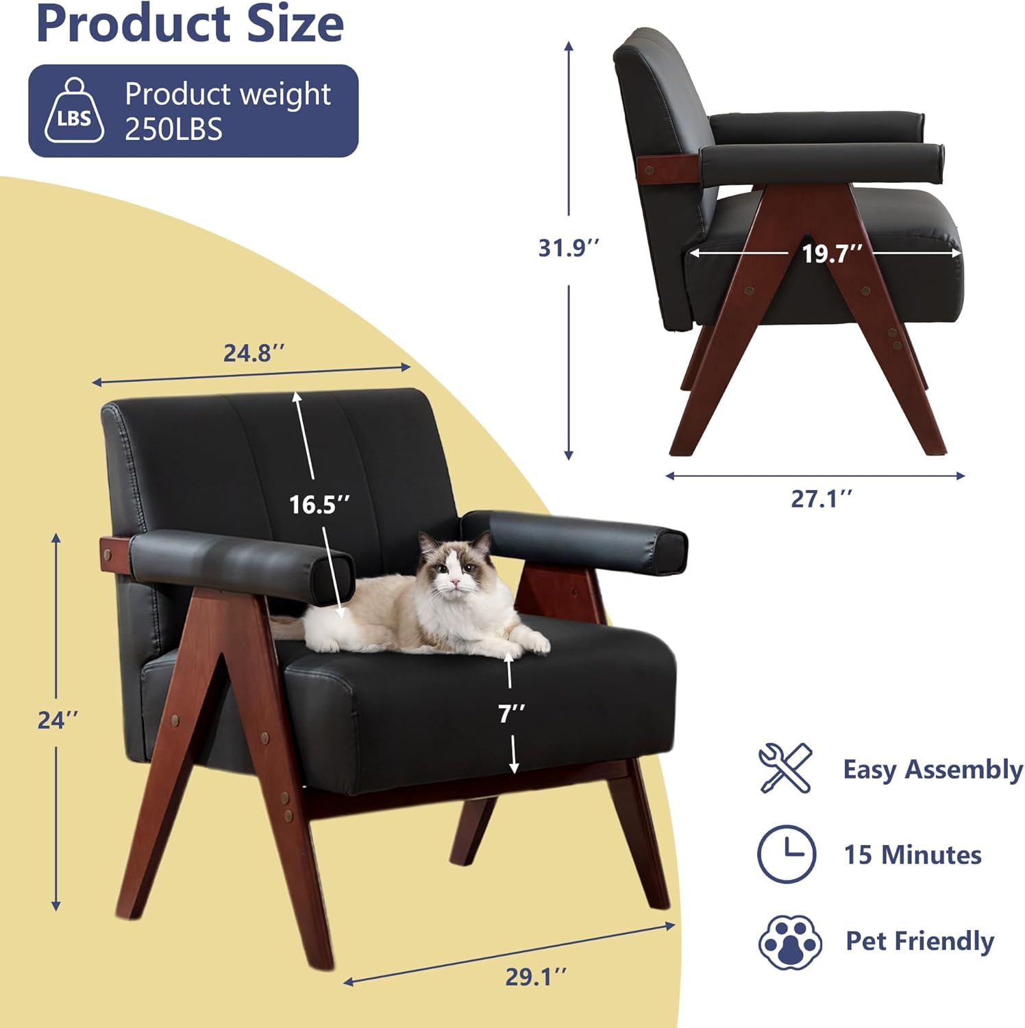 Mid Century Modern Accent Chairs Set of 2