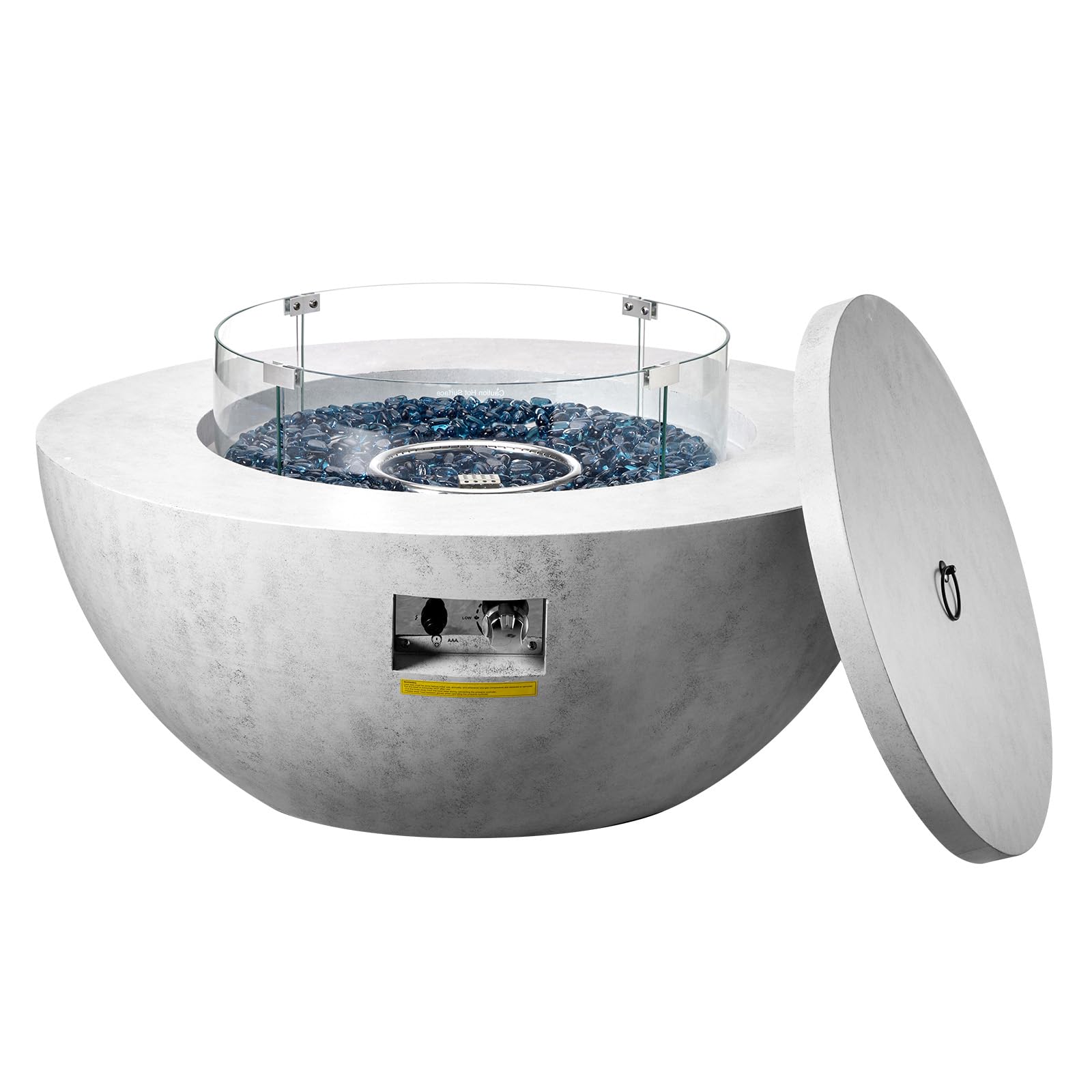 39-Inch Propane Fire Pit with Lava Rocks and Rain Cover