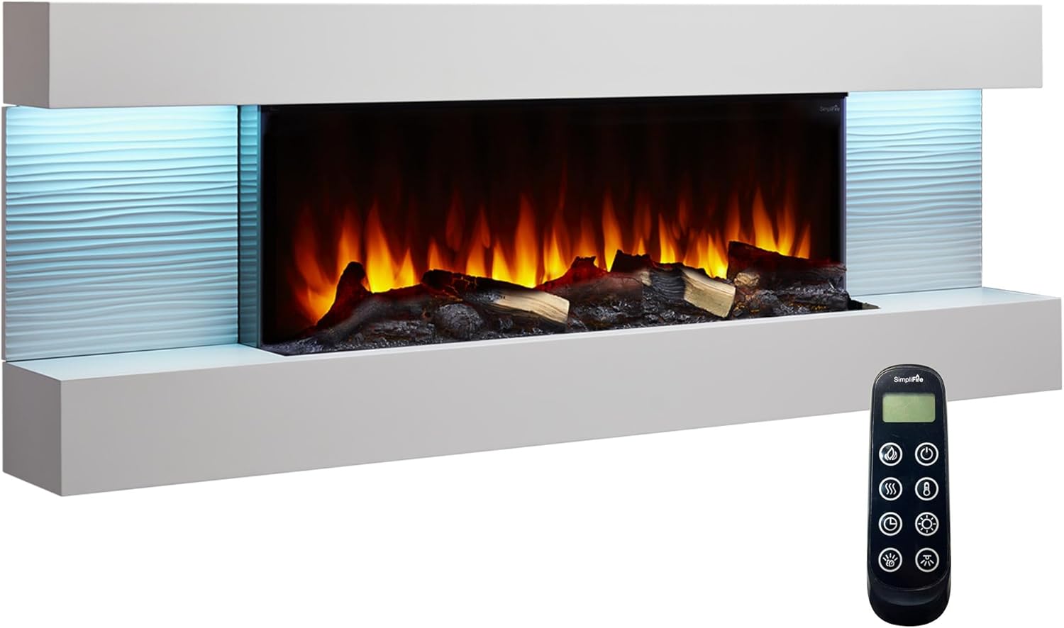 36-Inch Wall Mount Electric Fireplace with 50-Inch Floating Mantel