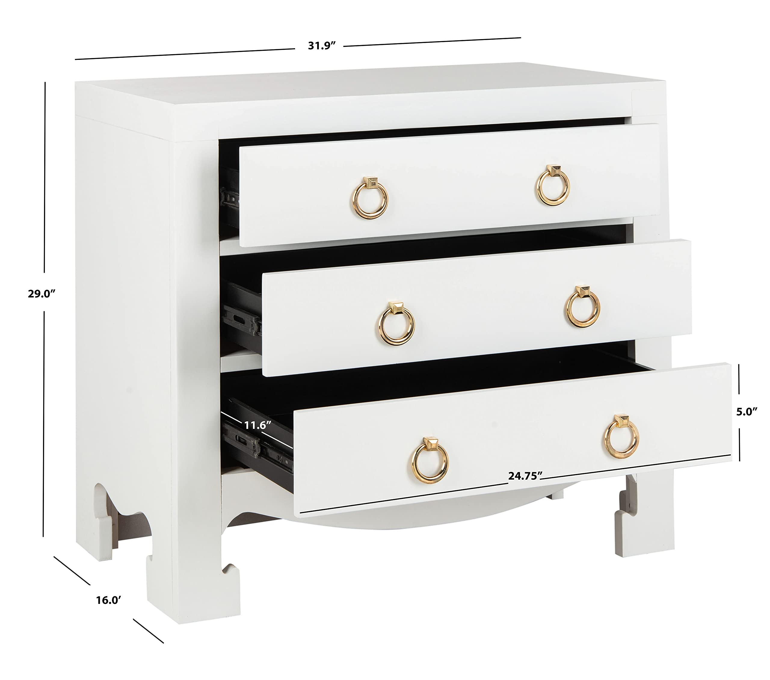3-Drawer Chest White Gold
