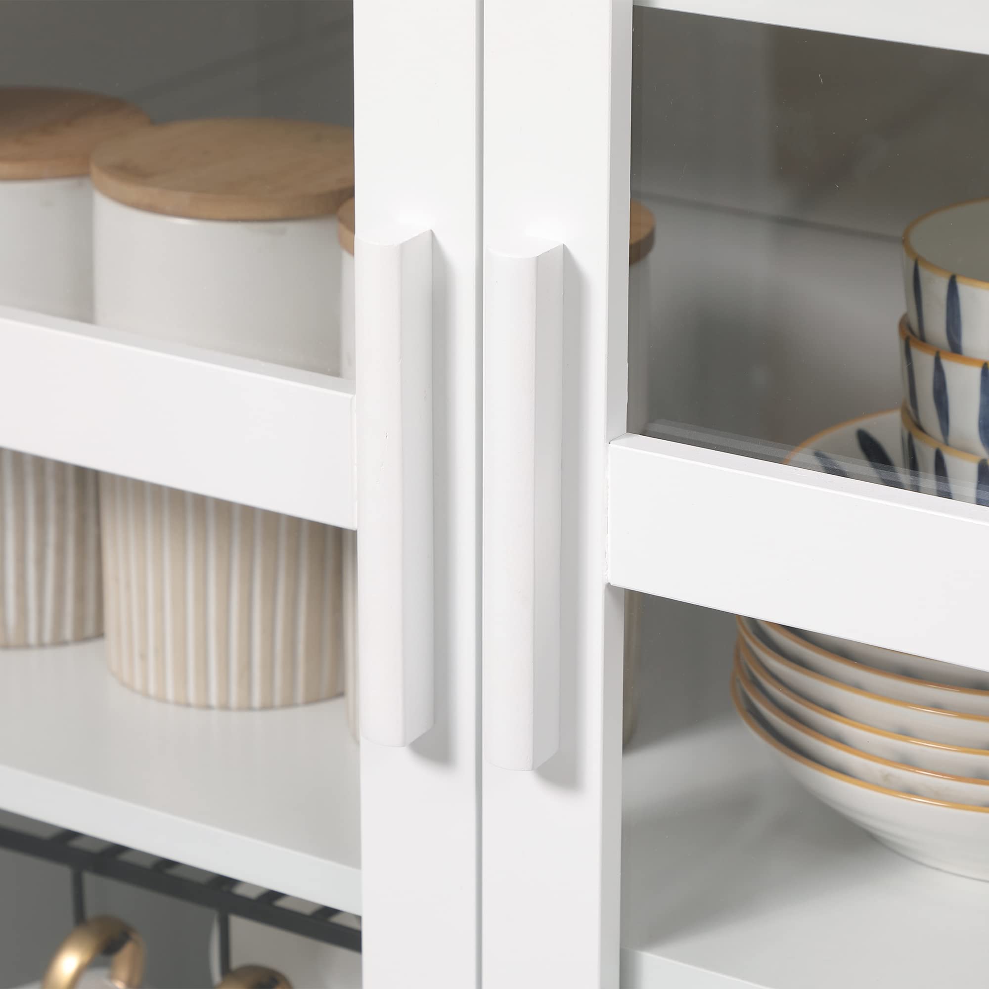Kitchen Pantry Cabinet with Glass Doors