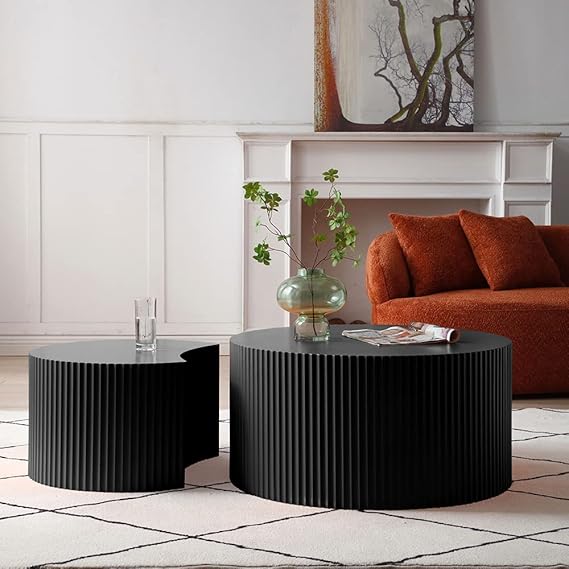 White Round Nesting Coffee Table Set of 2