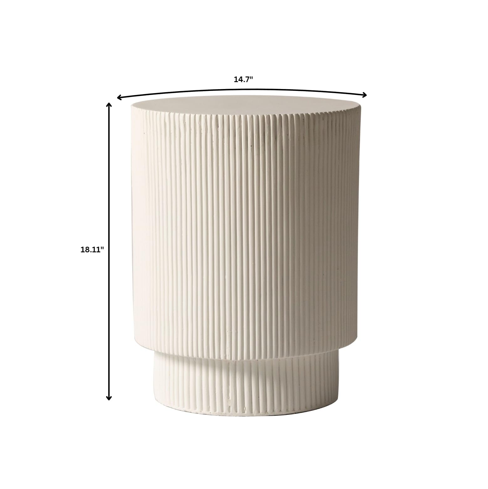 Modern Round Fiberstone Side Table - Weather-Resistant Outdoor Accent End Table