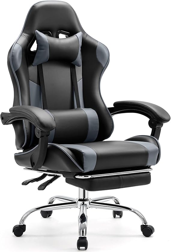 Ergonomic Gaming Chair with Footrest