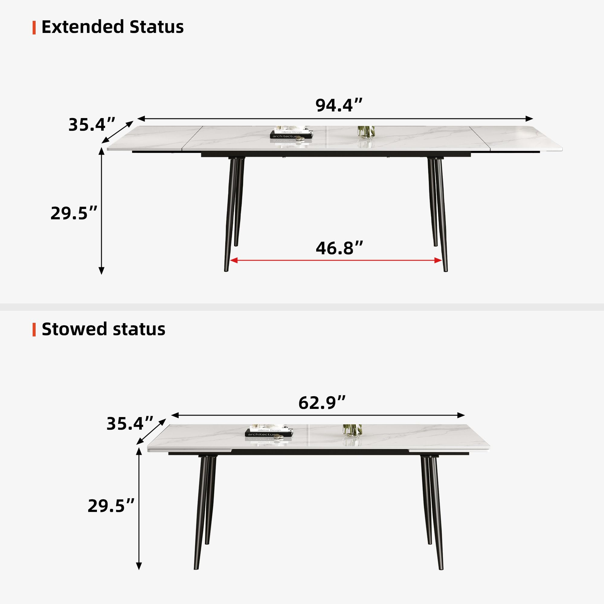 Modern Extendable Dining Table for 6-10 Seats