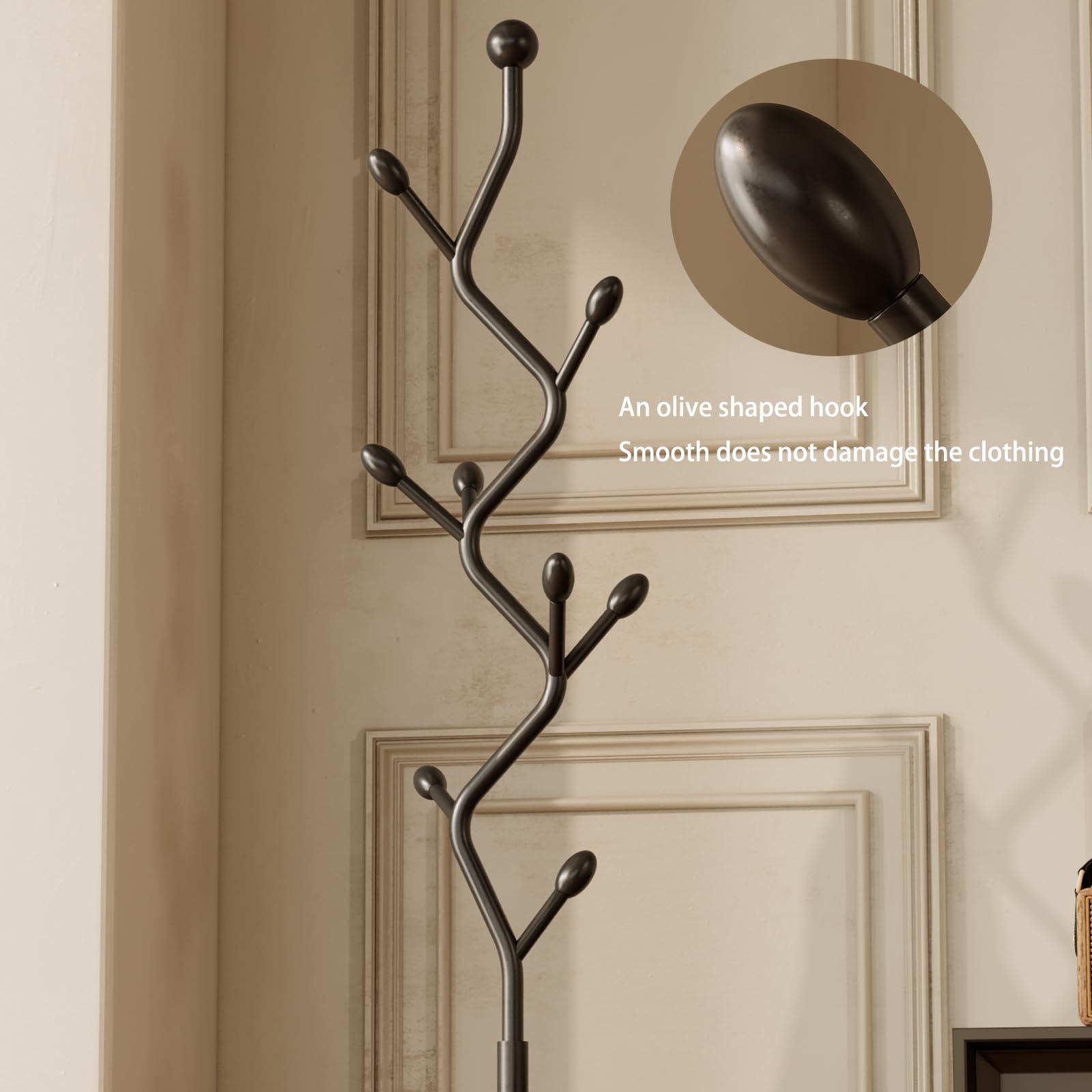 Tree-Shaped Metal Coat Rack Stand with 8 Hooks