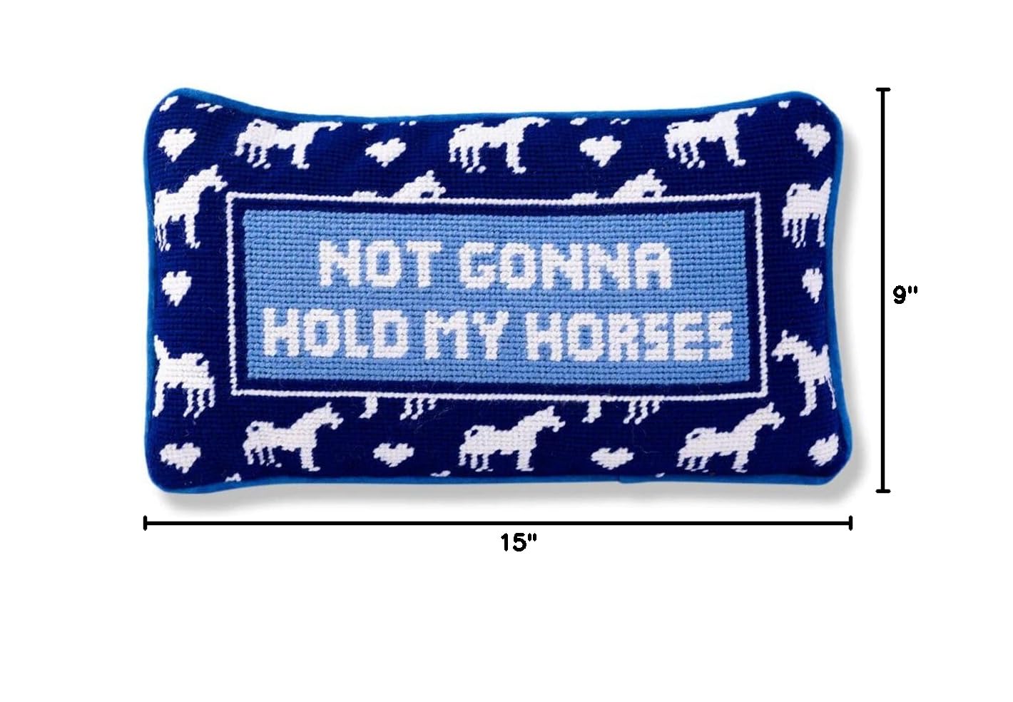 Needlepoint Decorative Throw Pillow - Hold My Horses