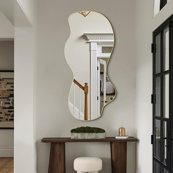 Irregular Asymmetrical Wall Mirror 47x21.6 Black