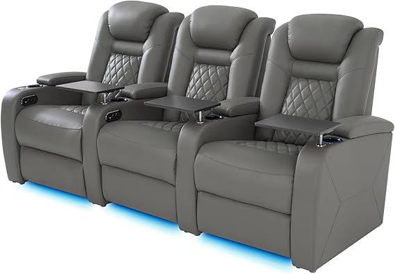Power Reclining Home Theater Chair with LED Lighting
