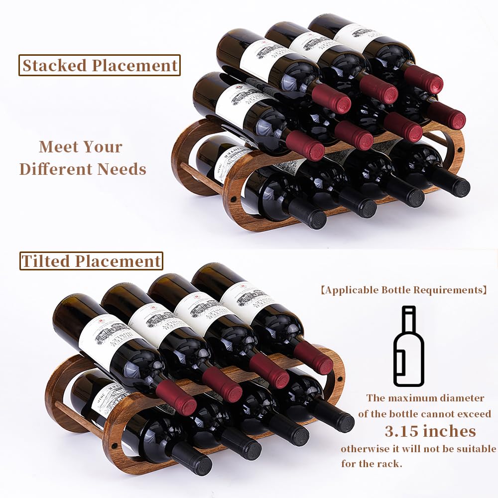 Wine Rack and Water Bottle Organizer 2-in-1 Acacia Wood 2-Tier